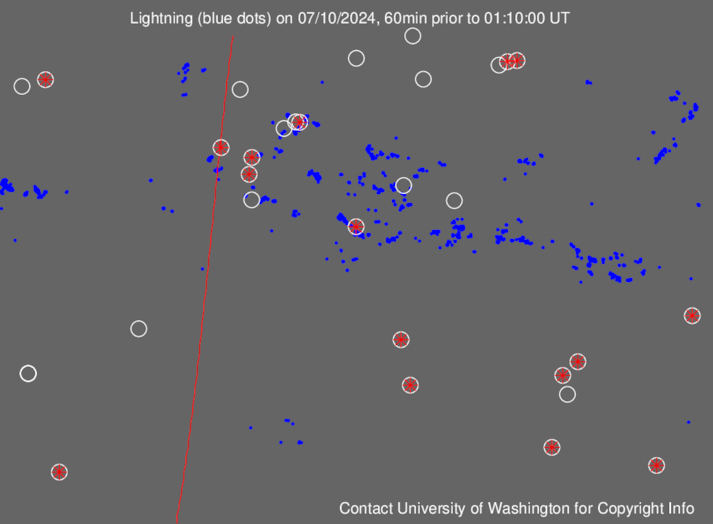 Australian lightning strikes and satellite image